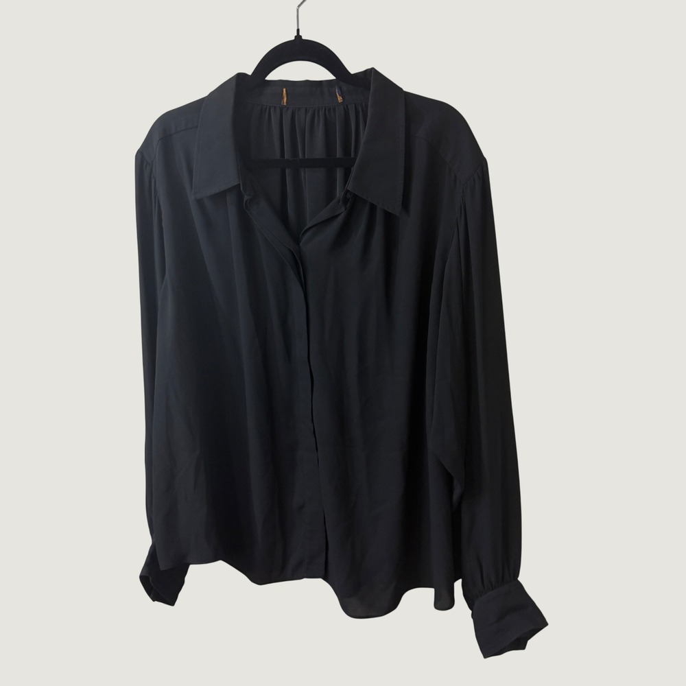Louis Vuitton Uniforms Basic Black Chiffon Blouse Shirt 2X (estimate) Office